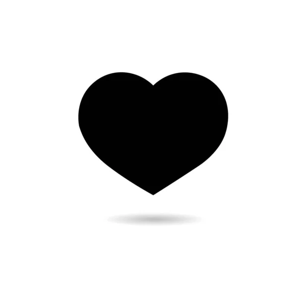 Schwarzes Rundes Herz Symbol Mit Schatten Darunter Ich Mag Das — Stockvektor