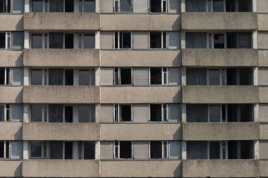 Terk edilmiş hayalet kasaba Pripyat 'ın mimarisi, kıyamet sonrası şehir, Çernobil Yasaklama Bölgesi, Ukrayna