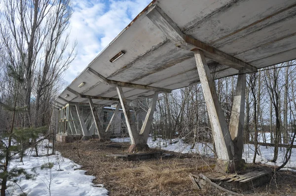 Αρχιτεκτονική Του Εγκαταλελειμμένου Ποτάμιου Σταθμού Στην Πόλη Φάντασμα Pripyat Χειμερινή — Φωτογραφία Αρχείου
