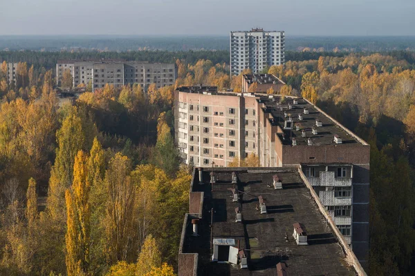 Opuštěné Město Duchů Pripyat Postapokalyptické Město Podzimní Období Černobylské Zóně — Stock fotografie