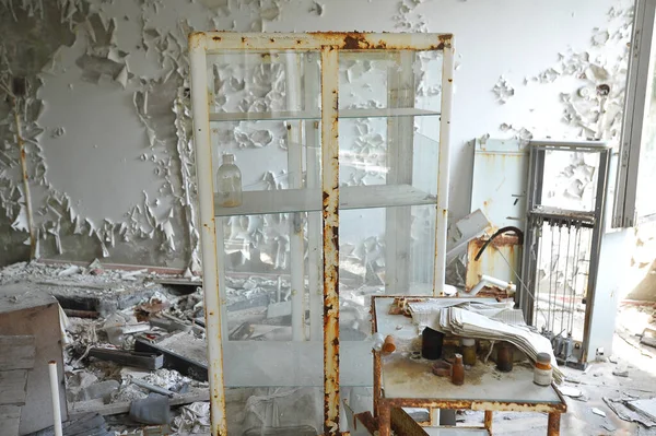 Szpital Czarnobylu Pusty Kredens Lekami Prypeć Ukraina — Zdjęcie stockowe