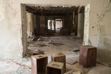 Pripyat, Çernobil Bölgesi, Ukrayna 'daki Terk Edilmiş Otel Salonu