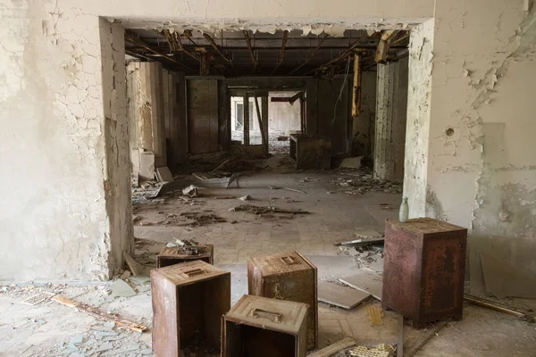 Sala Opuszczonego Hotelu Mieście Widmo Prypeć Strefa Czarnobyla Ukraina — Zdjęcie stockowe