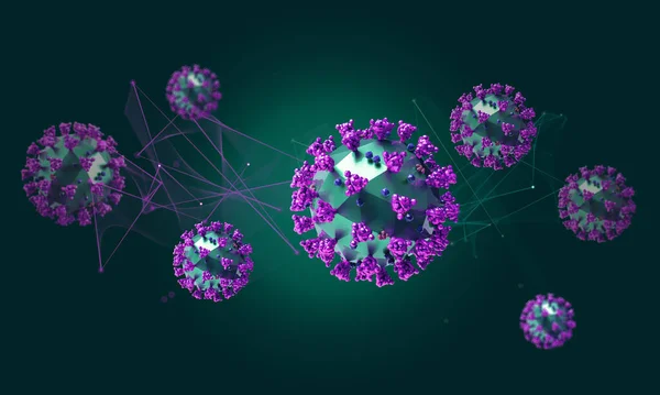 Colorida Ilustración Médica Del Virus Covid Renderizado Estilizado Del Modelo —  Fotos de Stock