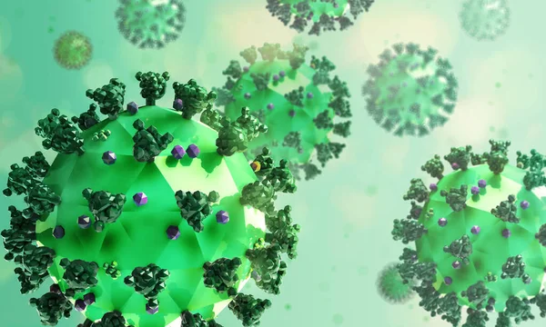 Красочная Медицинская Иллюстрация Коронавирусной Инфекции Covid Стилизованное Отображение Низкополивирусной Модели — стоковое фото