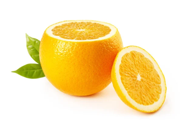 Розрізане Апельсинове Зелене Листя Ізольоване Білому — стокове фото