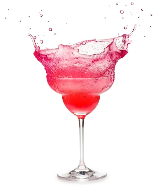 Bevroren Aardbei Cocktail Spetteren Witte Achtergrond — Stockfoto