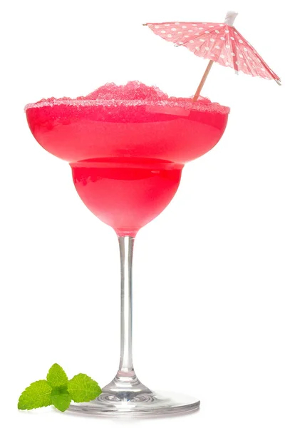 Frysta Jordgubbar Daiquiri Cocktail Isolerad Vit — Stockfoto