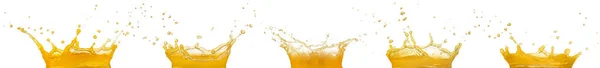 Orange Juice Splashes Collection Isolated White — Stock Photo, Image