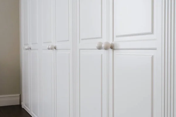 White Cabinet Doors Brown Floor Handles — Stock Photo, Image