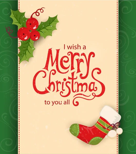 Carte de Noël avec objets et texte — Image vectorielle