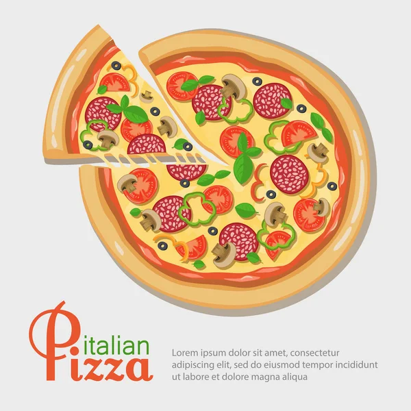 Italiaanse pizza banner met plaats voor tekst — Stockvector