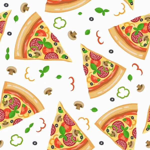 Patrón sin costura de pizza — Vector de stock