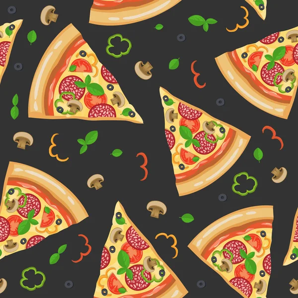Бесшовный рисунок пиццы — стоковый вектор