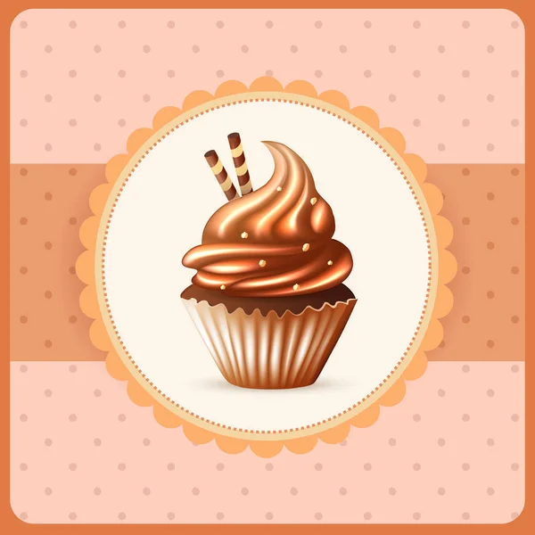 Modèle de carte d'anniversaire avec un cupcake et du texte — Image vectorielle