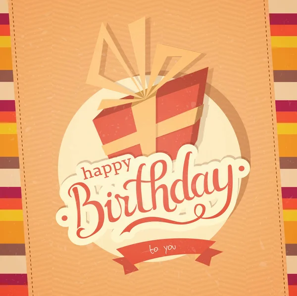 Tarjeta vectorial de pastel de cumpleaños con caja de regalo — Vector de stock