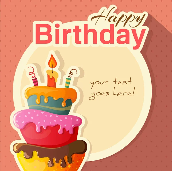 Tarjeta vectorial de pastel de cumpleaños con pastel — Vector de stock