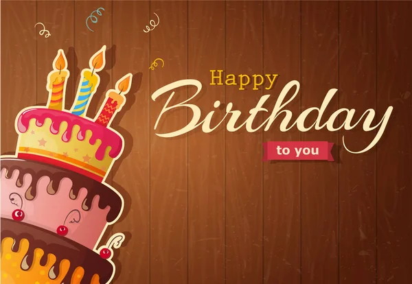 Carte vectorielle gâteau d'anniversaire avec gâteau — Image vectorielle