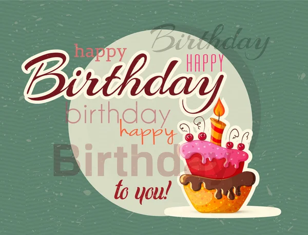Cartão vetorial bolo de aniversário com bolo —  Vetores de Stock
