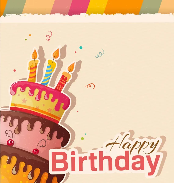 Tarjeta vectorial de pastel de cumpleaños con pastel — Archivo Imágenes Vectoriales