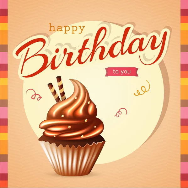 Tarjeta de cumpleaños con cupcake y texto — Archivo Imágenes Vectoriales