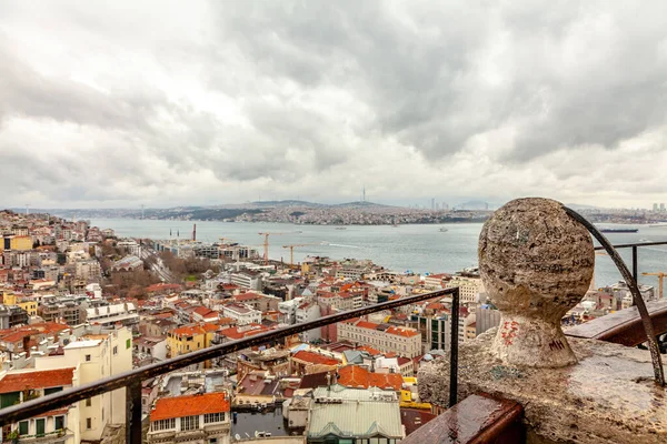 Isztambul Törökország 2020 Március Kilátás Galata Toronyból Városból Esős Időben — Stock Fotó