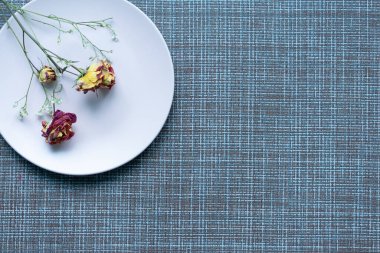 Mavi arkaplanda beyaz plaka