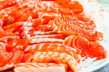 odak yakın kadar desen üzerinde dilim somon, somon balığı seçili