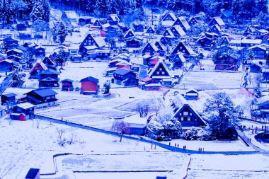 Shirakawa-go Japonya kış sezonu .