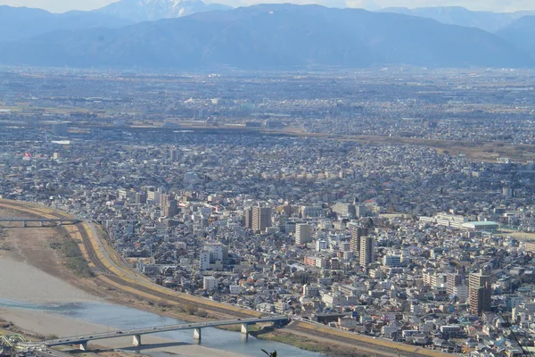 岐阜市容日本视图从山中 — 图库照片