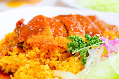 Pirinç Chicken Curry yakın çekim