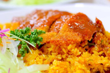 Pirinç Chicken Curry yakın çekim