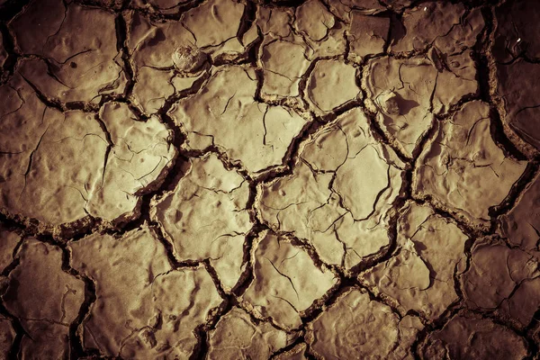Terra rachada seca da aridez e queimadura solar. uso para fundo — Fotografia de Stock