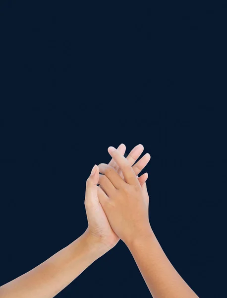Жінка рука тримає ізольовані на кольоровому фоні — стокове фото