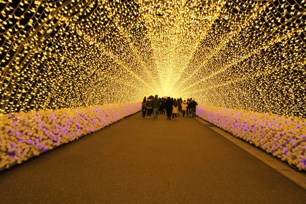 Tunnel de lumière Tunnel ou lumières d'éclairage en hiver. Nab ! — Photo