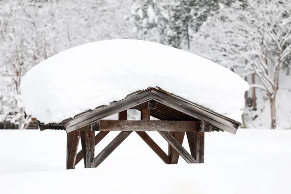 Nieve en el techo en el jardín, Japón —  Fotos de Stock