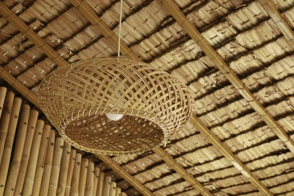 Ceiling lamps made from Thai wickerwork. — Stock Photo, Image