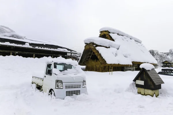 Ciężki Śnieg Shirakawago Takayama Japonia — Zdjęcie stockowe