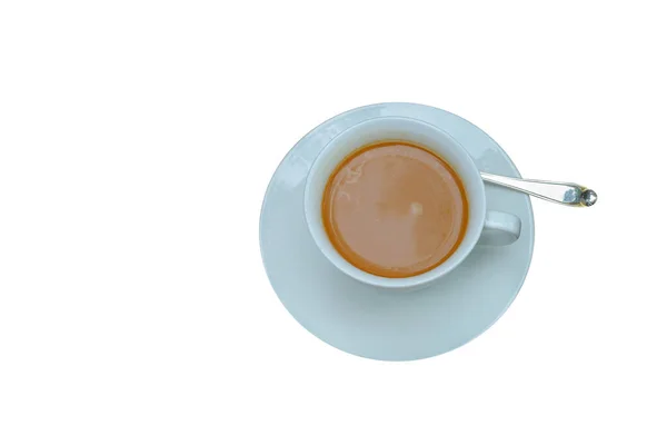 Šálek Kávy Izolované Bílém Pozadí Mělo Výstřižek Cestu — Stock fotografie