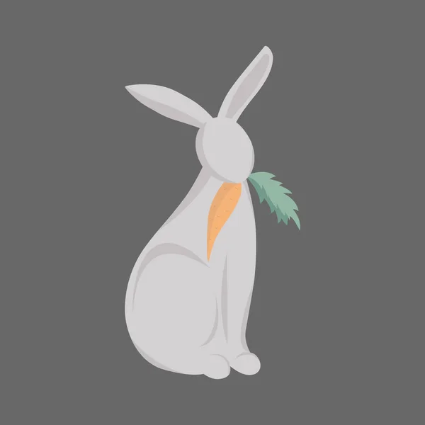 Gray Rabbit Carrot His Mouth Royalty Free Stock Illustrations