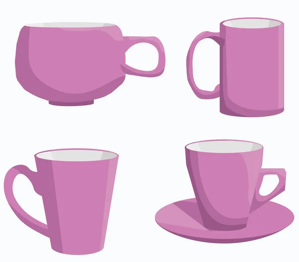 Vector Illustration Pink Cups — Stock Vector