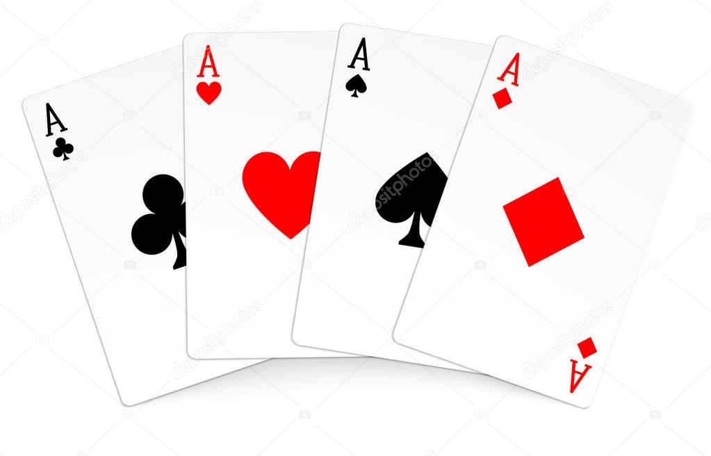 Four aces playing cards poker winner hand