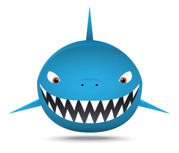 Requin gras souriant, dessin animé — Image vectorielle