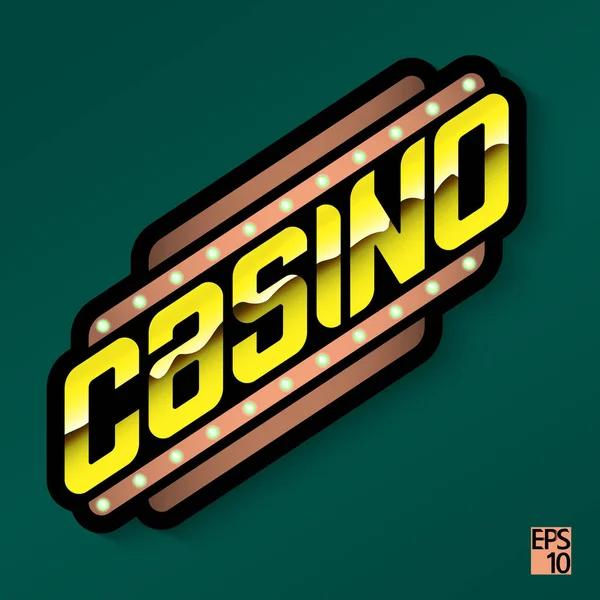 Kasino - Zlatý znak nebo logo — Stockový vektor