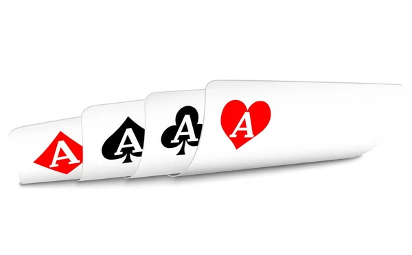 Čtyři esa hrací karty poker vítěz ruka — Stockový vektor