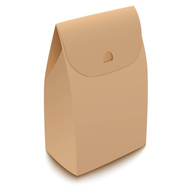Brown recycled paper bag package. Stock image illustration