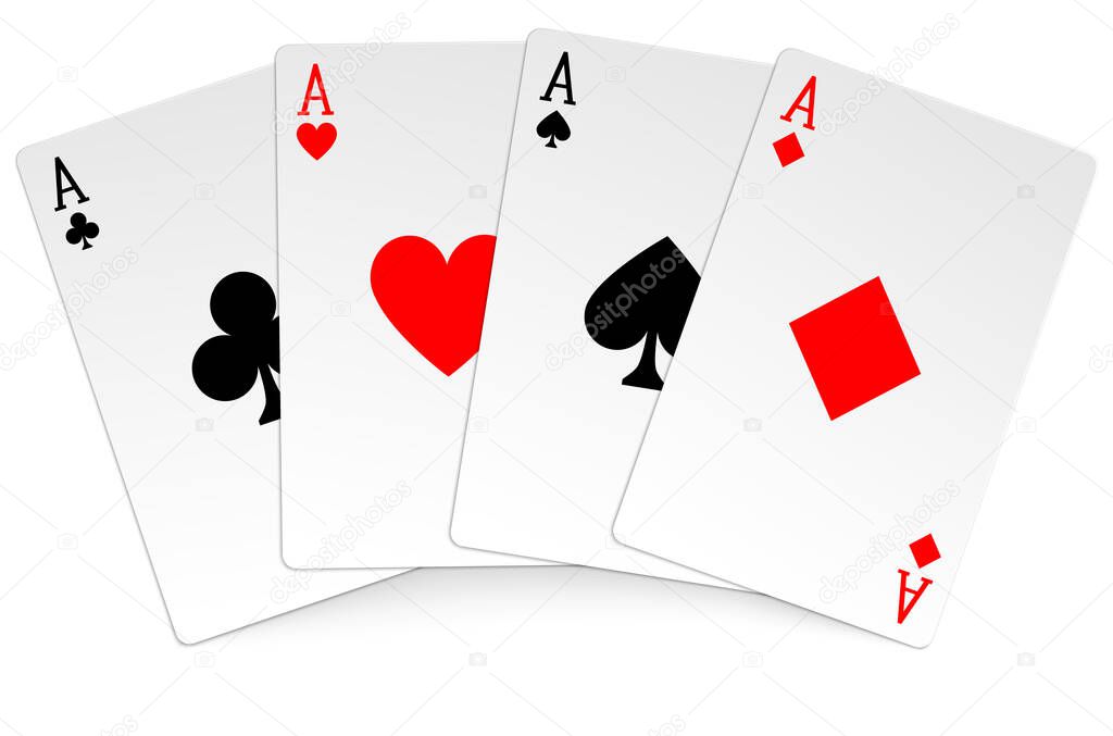 Four aces isolated on table Stock image illustration