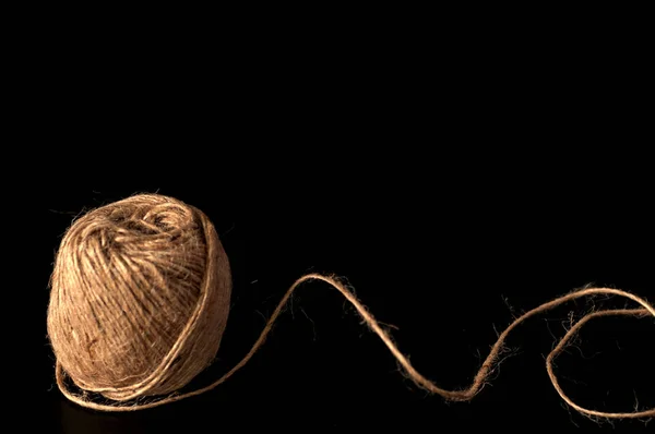 Yarn Wooden Knitting Needles Black Background — Stock Photo, Image