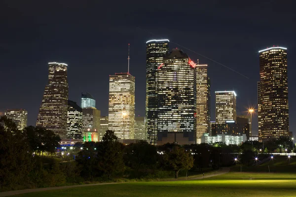 Paesaggio notturno del centro di Houston di notte o al tramonto — Foto Stock