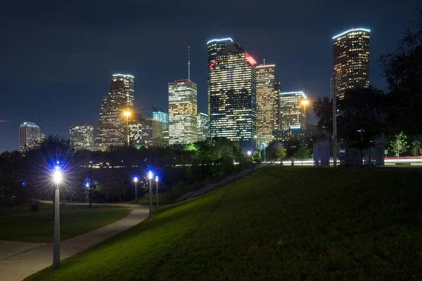 Paisaje nocturno del centro de Houston por la noche o puesta de sol —  Fotos de Stock